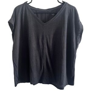 Eileen Fisher Organic Linen V Neck Boxy Tee XS